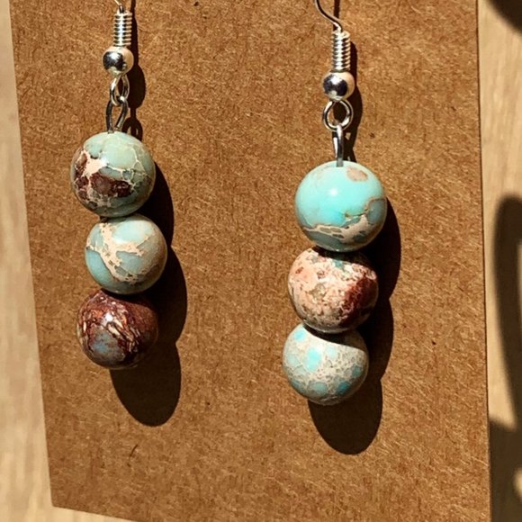 3/$25 8mm Multi Color Jasper Chakra Earrings - Picture 2 of 3